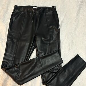Top Shop black faux leather, fleece lined leggings